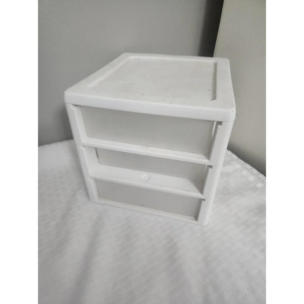 Sterilite 3 Drawer Mini Desktop Organizer White Clear Plastic Storage Unit